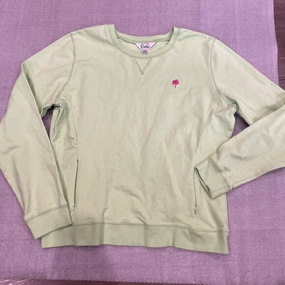 Lilly Pulitzer Tops - [M] Lily Pulitzer Lime Green Crew Neck Pull Over Sweatshirt